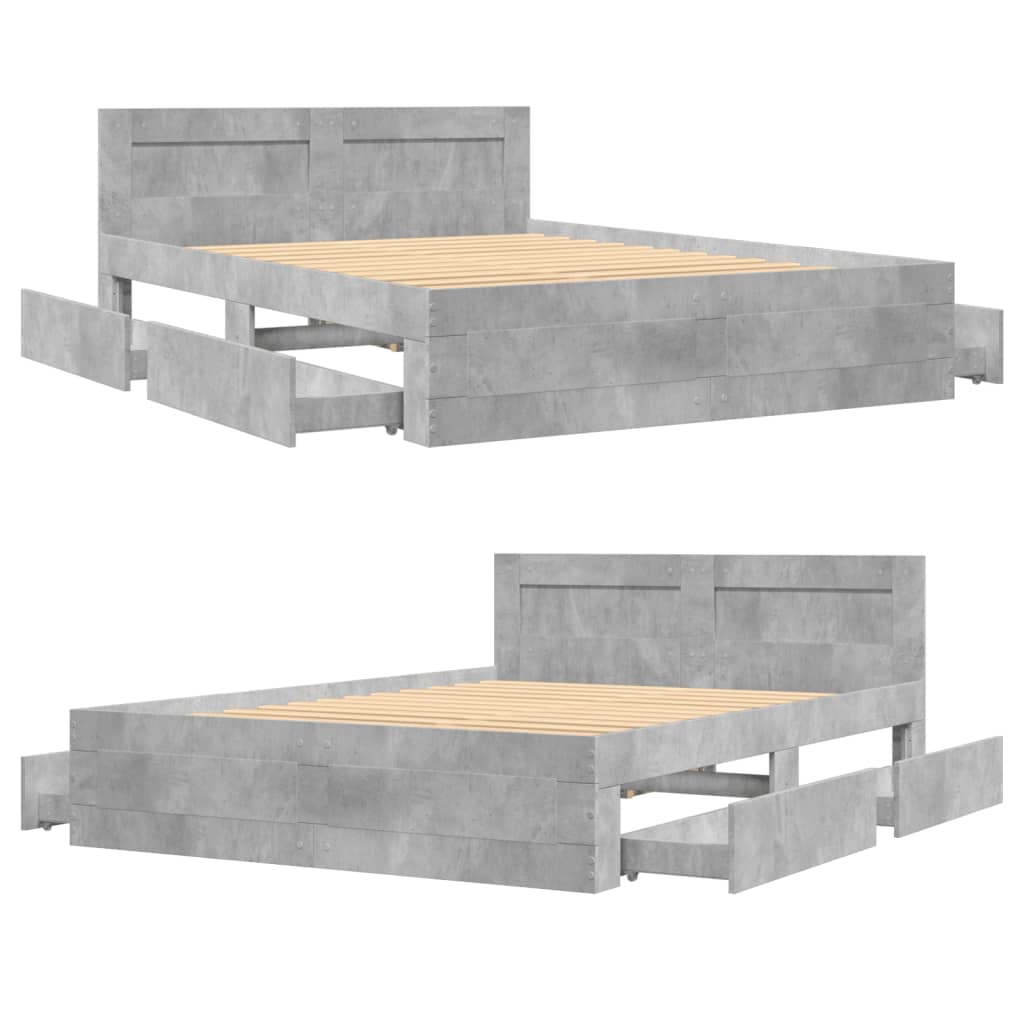Bed Frame with Headboard Concrete Grey 120x200 cm Engineered Wood