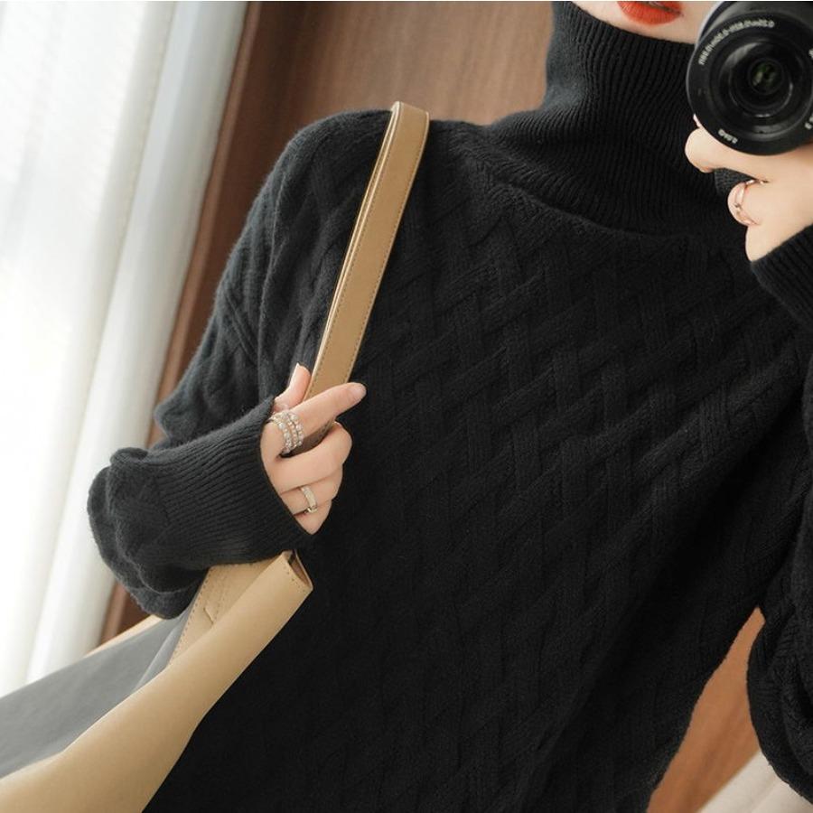 Maglione a collo alto per donna autunno inverno spesso lavorato a maglia in lana a maniche lunghe intimo pullover maglioni