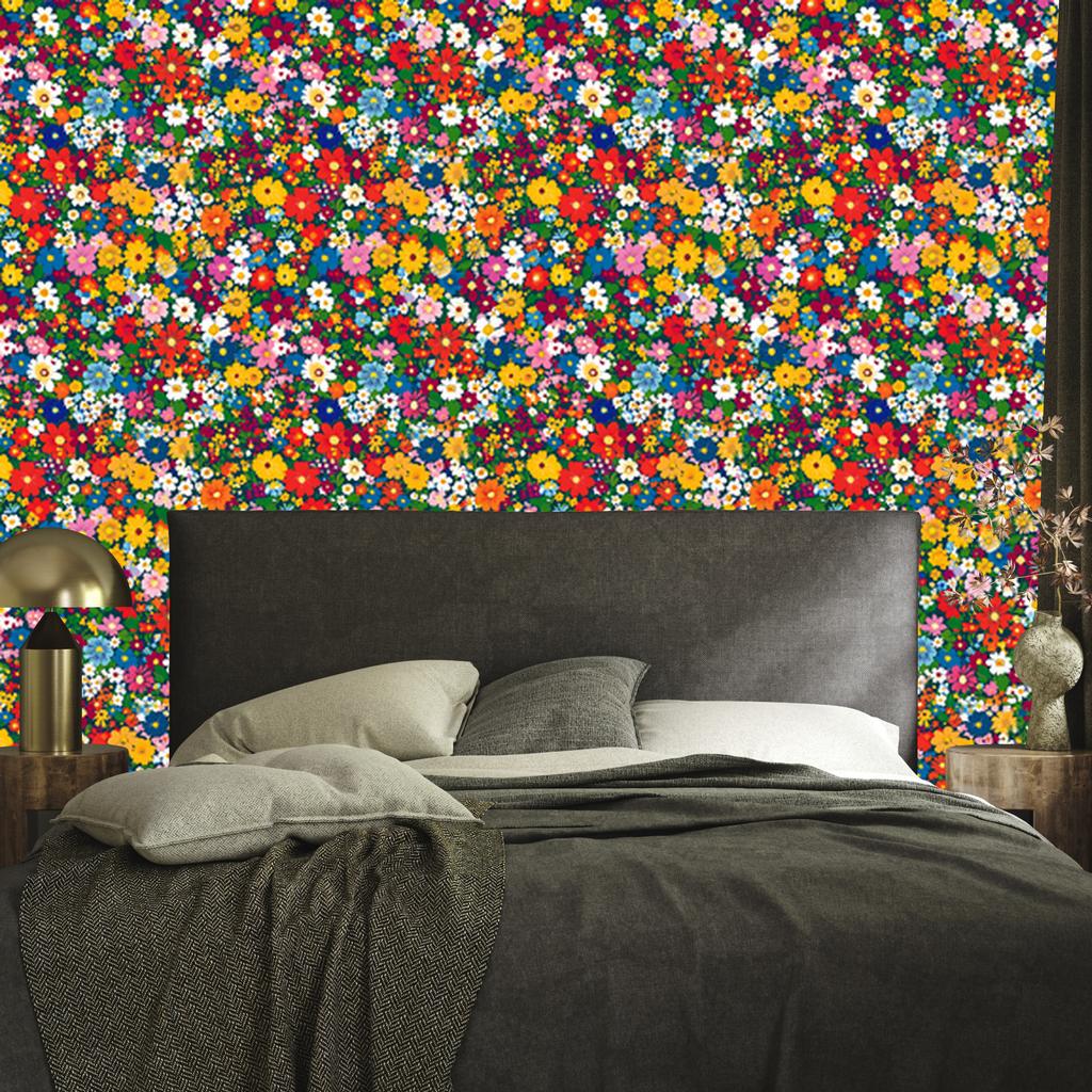 Wallpaper Small Flowers Red and Green for Living Room and Bedroom 50x1000