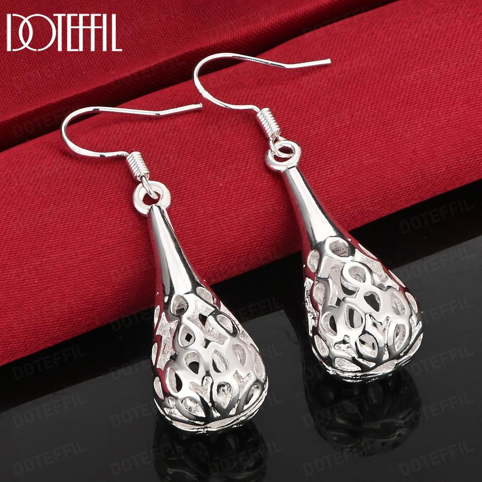 925 Sterling Silver Drop Shape Earrings Fashion Gift Jewelry