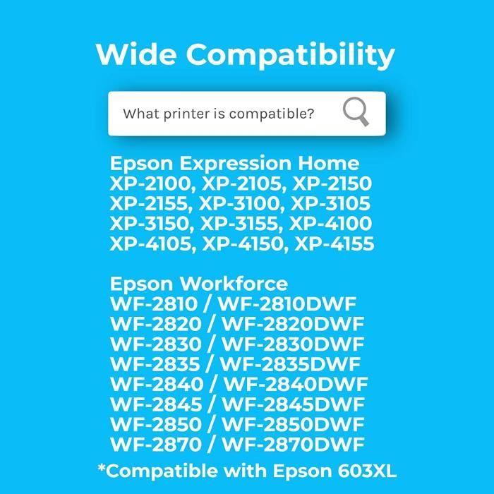 Cartucho de Tinta Compatível 603XL para Epson 603 603 XL - ONLYU - Pacote de 5 - Multicores
