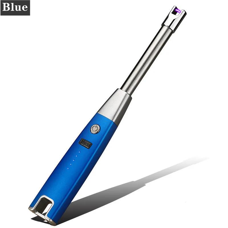Electric Arc USB Lighter Windproof Scented Candle Kitchen Gas Stove Tool Power Display Pulse Flameless Ignition Gun, Metal Hook
