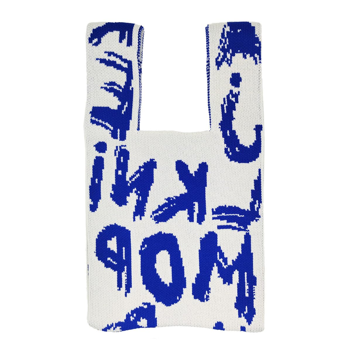 

Gisele Knit Mini Small Crochet Travel Bag, Tote, Gusset, Foldable, Lightweight, Compact, Pattern, Shopping, (Eiji Blue)