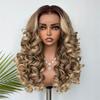 Highlight Linen 13*6 Lace Front Wig Glueless Blonde Lace Wig Synthetic Wear and Go Long Curly Latisha Fiber Wig Blend Hair