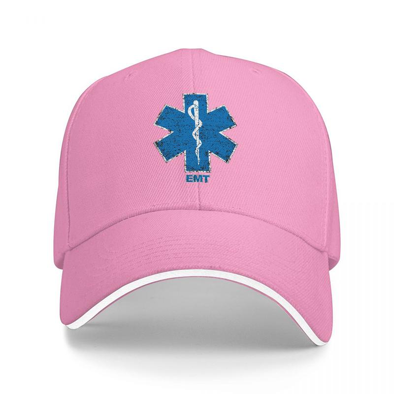 Star of Life Medical Emblem Black Baseball Cap with Blue Symbol and White Trim Design for Emergency Services Enthusiasts