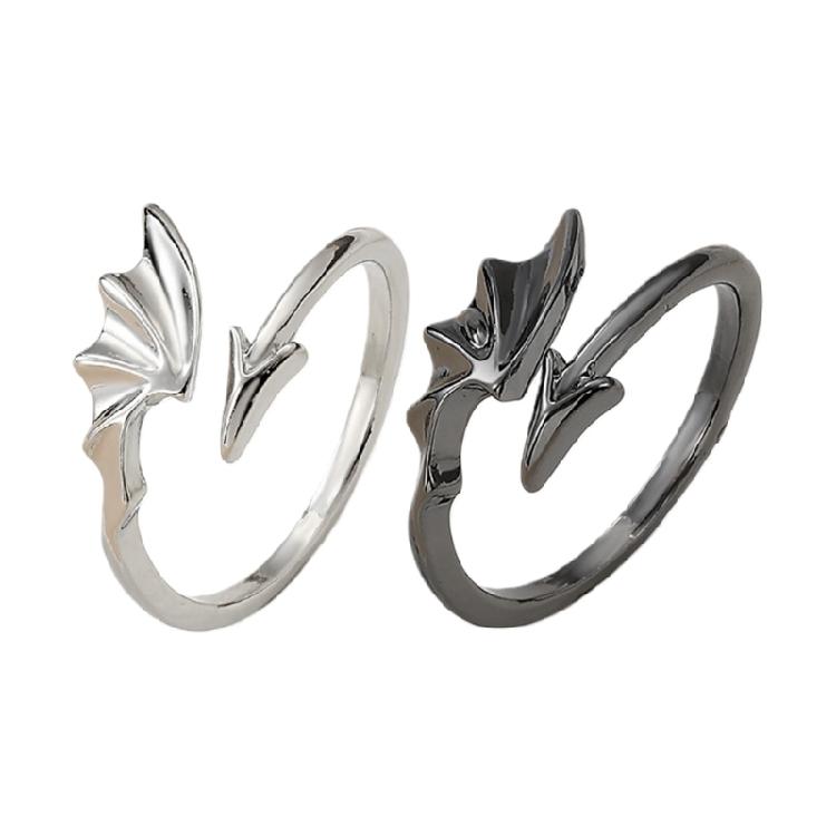 Wing Adjustable Couple Rings Gothic Open Jewelry Sturdy Alloy Romance Matching Accessory