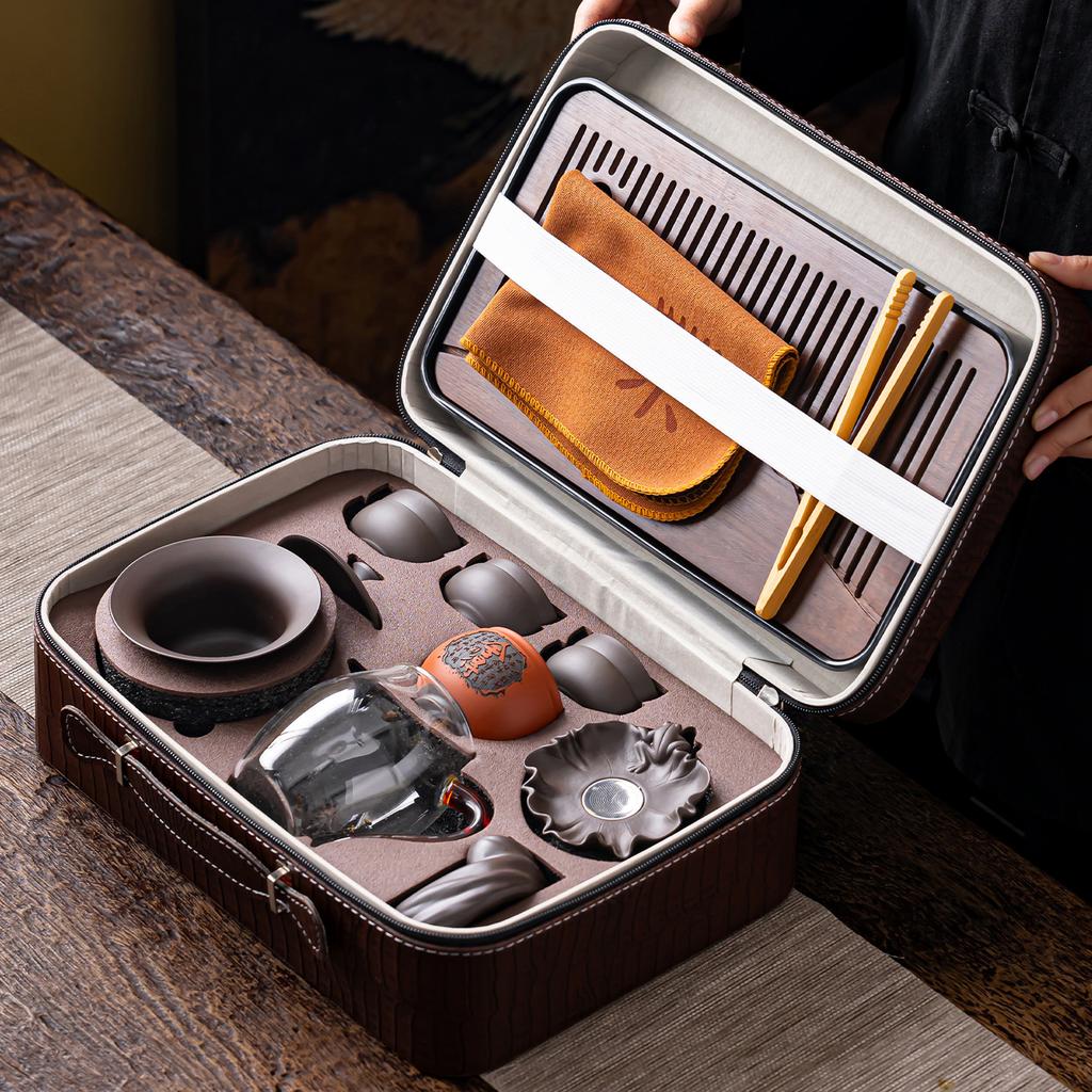 High-grade purple sand portable travel tea set merchandise business gifts can be used to give leadership gifts