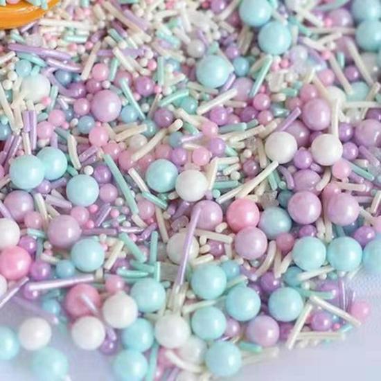 Decorações de Bolo de Pérolas de Açúcar Brancas, Douradas e Prateadas - Bolinhas Redondas para Confeitaria, Sorvete e Panificação - Pérolas de Açúcar Coloridas Mistas em Forma de Agulha.