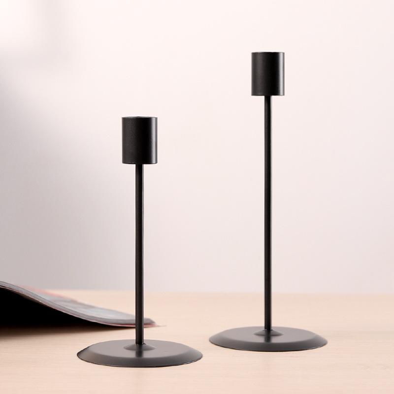 Simple Modern Wrought Iron Tabletop Candlestick for Romantic Dinner Decor