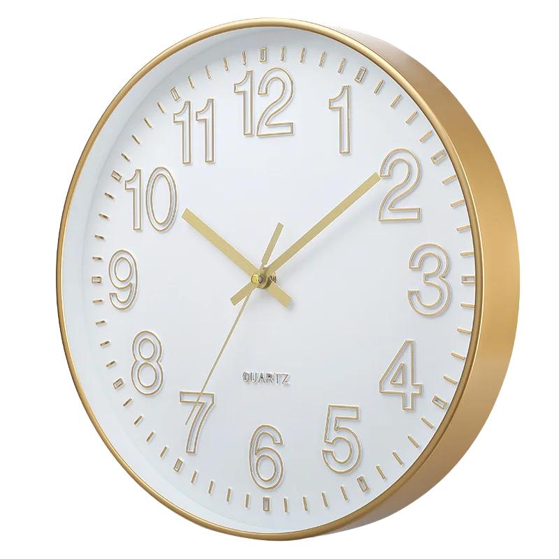 12 Inch Mute Room Wall Clock Mute Does Not Tick Round Three-dimensional Wall Hanging Clock for Study Bedroom Livingroom