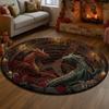 Fantasy Dragon 3D Printed Round Rug, Library Dragon Hole Illusion Floor Mat, Mystic Home Decor, Round Carpet Fashion Home Decor