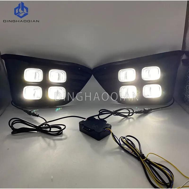 2Pcs DRL for Honda Jazz Fit 2014 2015 2016  LED Daytime Running Lights Daylight Fog Lamp with Turn Signal Light