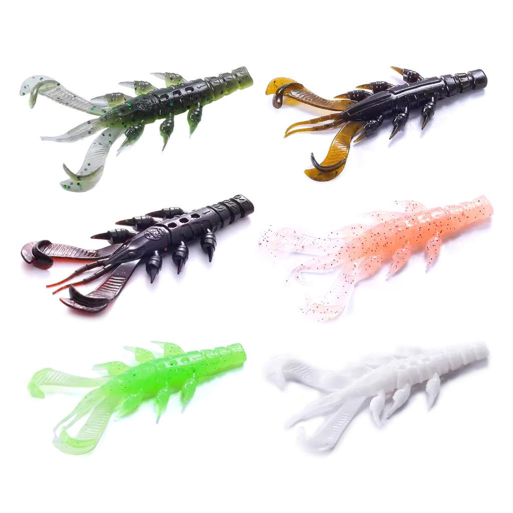 10Pcs/set Soft PVC Shrimp Lures Baits Swim Floating Sinking Lures Simulation Prawn Shrimp Fishing Tackle Lures Baits