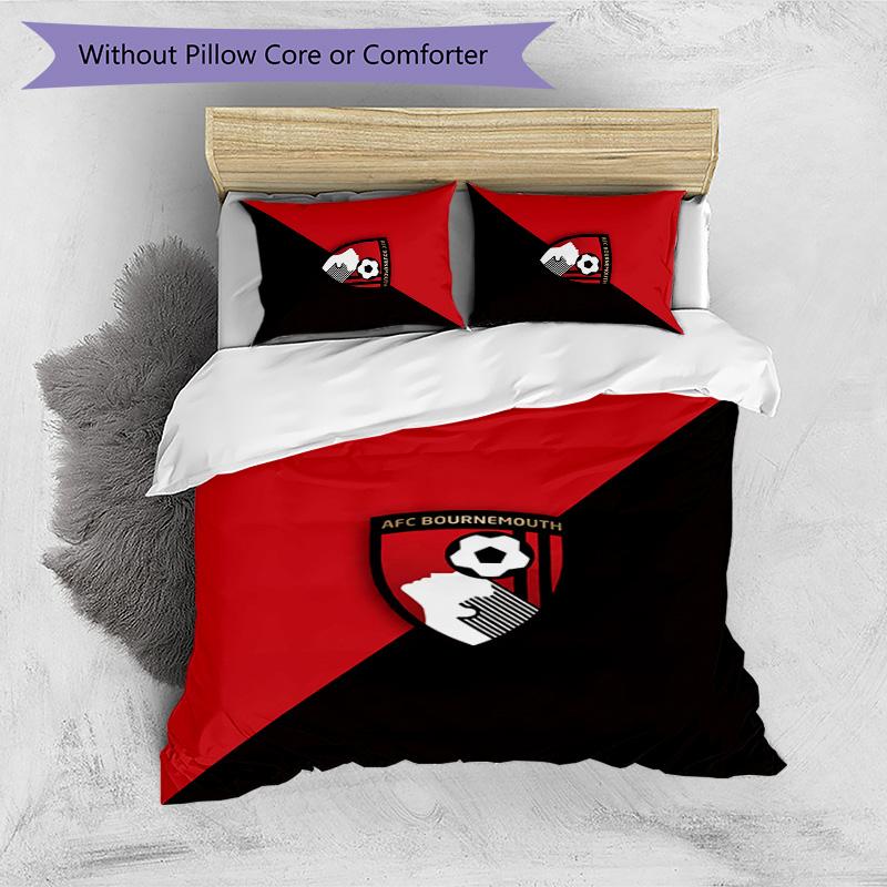 Set Lenzuola Stampato Calcio Bournemouth 3 Pezzi, Comodo Set Copripiumino per Camera da Letto Amico della Pelle