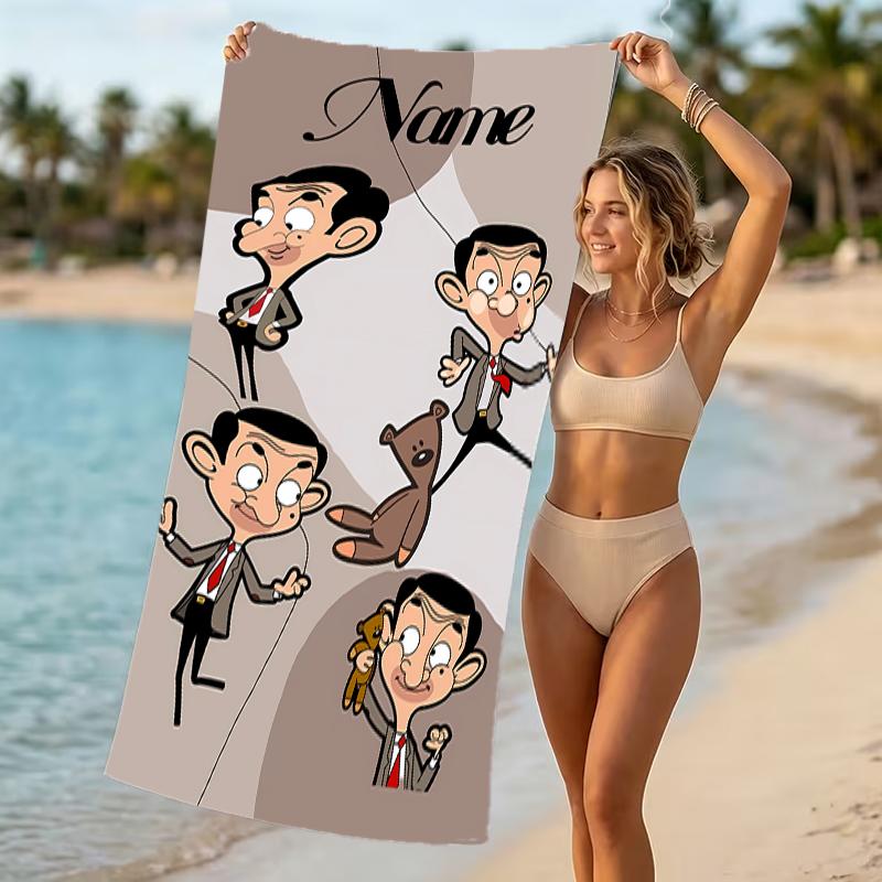 Customizable personalized beach towels Mr. Bean themed designs.Suitable for the beach, yoga, sports;ideal as beach accessories