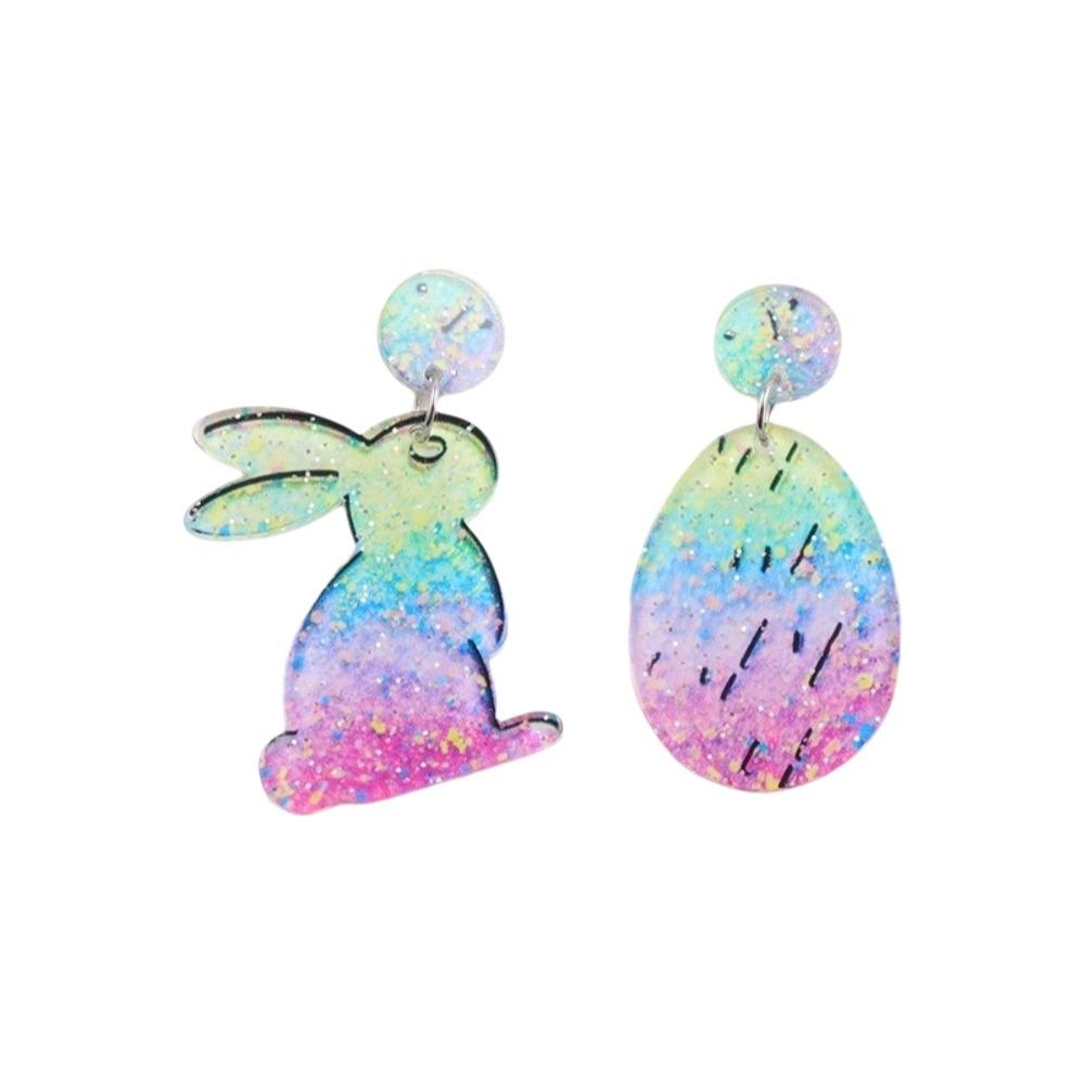 Acrylic Bunny Pendant Earrings Cartoon Easter Egg Dangle Earrings Fashion Easter Egg Earrings  Men