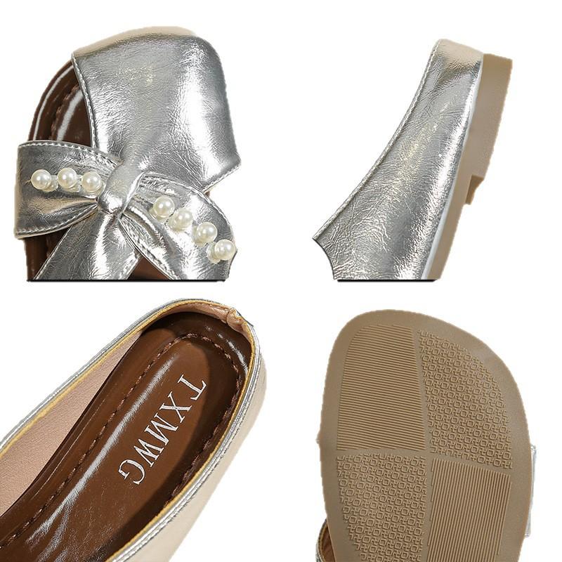 Baotou half slippers women's 2025 summer new outer wear one pedal low heel cool slippers French flat bottom outer wear hollow