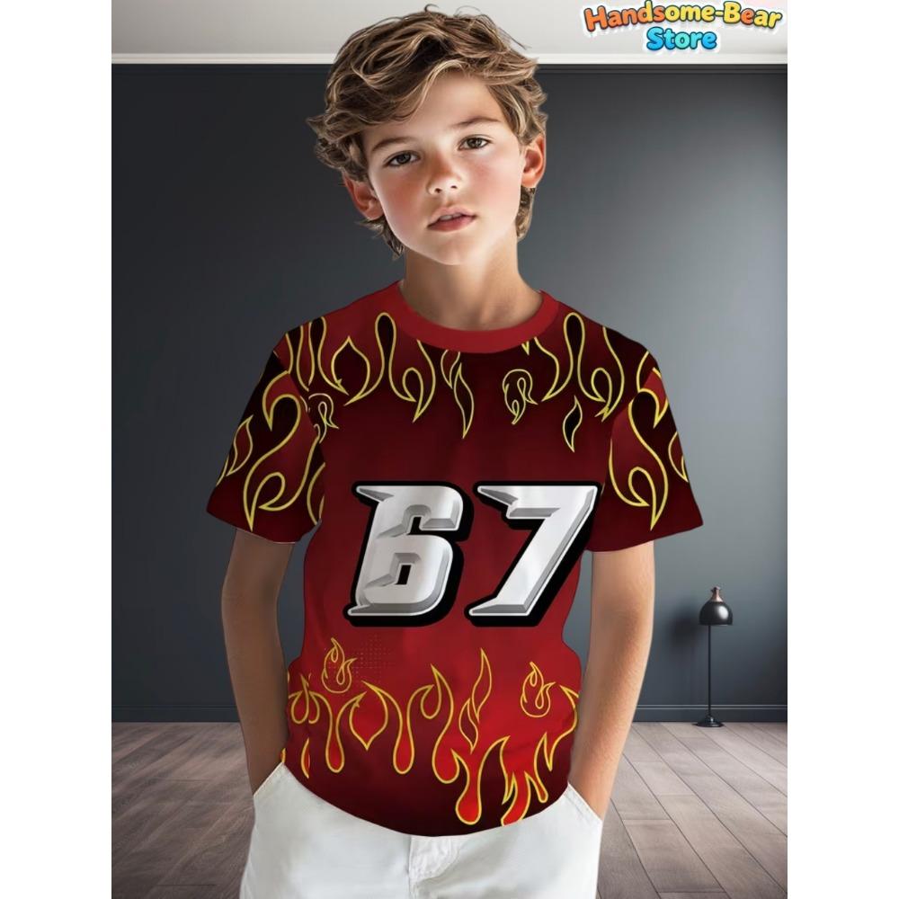 Lustiges Sechs Sieben T-Shirt für Kinder 67 Nummer 3D-Druck Sommer Kurzarm-T-Shirt Locker Basketball Sportoberteile Mode Kinderkleidung
