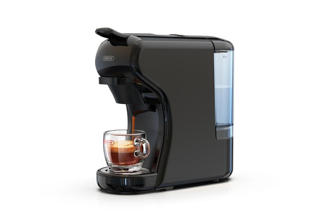 HiBREW H1A 4-in-1 Multifunktions-Kaffeemaschine, 19 bar Hochdruckextraktion, 1450 W Leistung, transparent, abnehmbar, lebensmittelechter BPA-freier Wassertank.