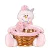 Elegant Bamboos Round Baskets Holiday Bamboos Basket with Figurine Doll for Christmas Snacks and Gift Storage