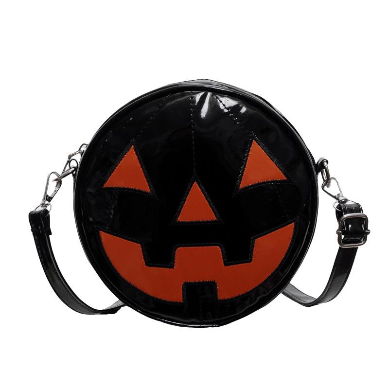 

Halloween pumpkin small bag female 2025 new European and American fashion niche funny ghost tide cool messenger small round bag чёрный