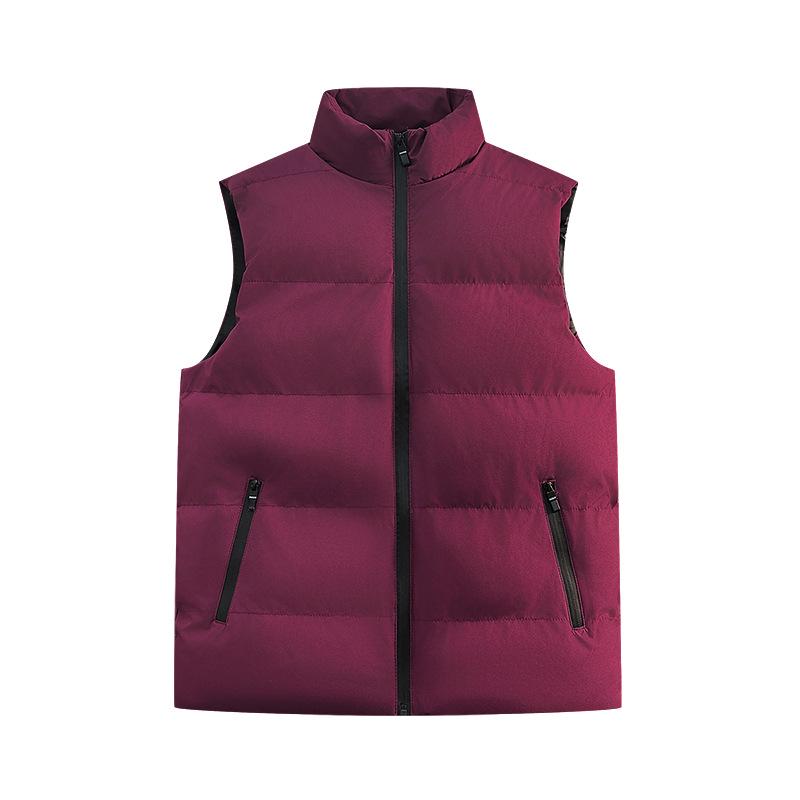 Men's Winter Stand Collar Thick Cotton Vest: Trendy, Windproof, Pure Color, Warm Shawl Jacket