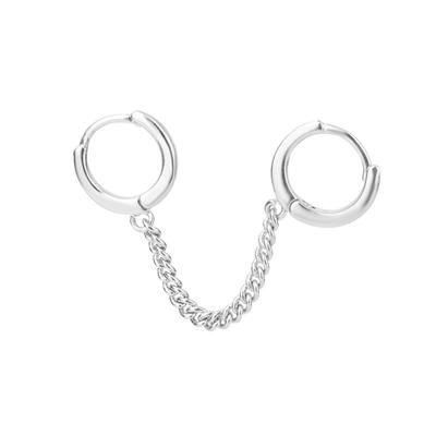 Chain Double Ear Buckle Women's Temperament Internet Personality Ear Chain Cold Circle Double Ear Piercing Earrings