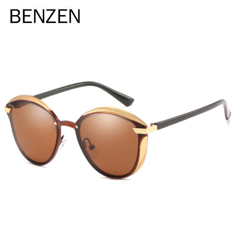 

Роскошные поляризационные солнцезащитные очки BENZEN, женские винтажные солнцезащитные очки «кошачий глаз» для женщин, женские очки с УФ-защитой 6725 кофейный