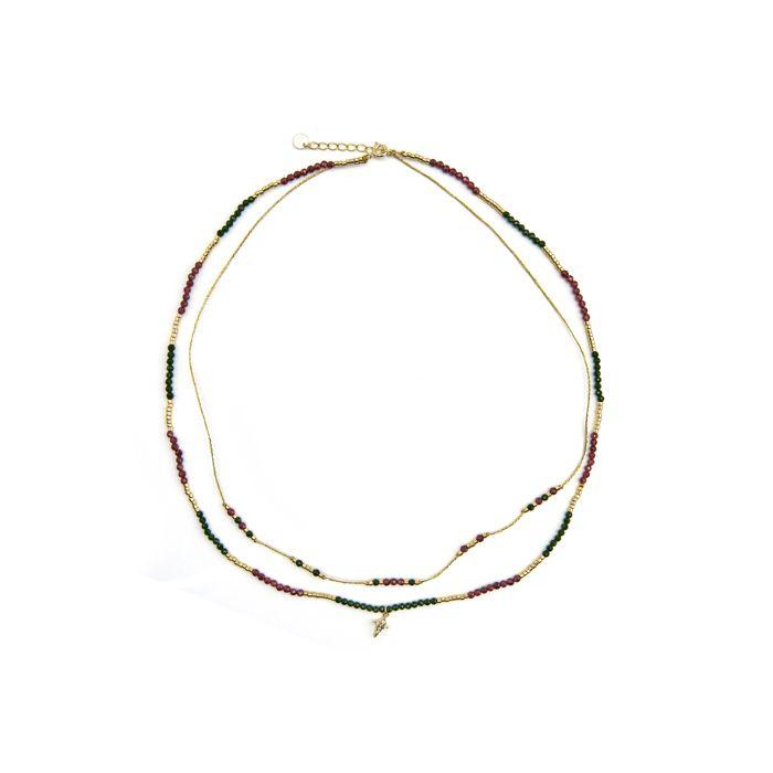 Collier - LUXENTER - Holis - Argent 925 - Or jaune 18k - Zirconium brillant