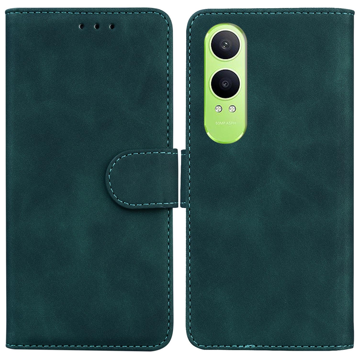 

For OnePlus Nord CE4 Lite 5G/Oppo K12x 5G (China) Case Solid Color PU Leather Stand Phone Cover Green
