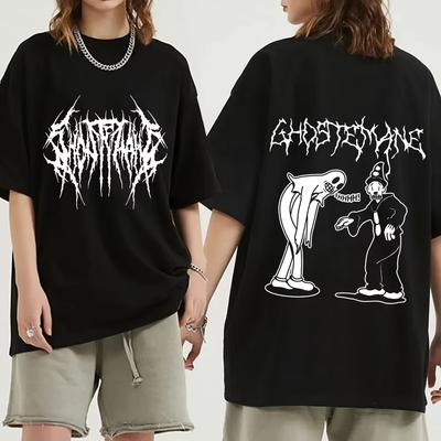 Ghostemane Grafik Baskılı Pamuklu Tişört Moda Hip Hop Üstler Metal Rock Gotik Tişört Sokak Giyimi Büyük Beden Kadın Giyim