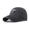 Neutral Wash Cotton Vintage Shark Embroidered Baseball Cap With Strap Adjustable