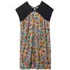 Dimanaf New 2025 Plus Size Summer Dress Women V-Neck Vintage Printing Casual Loose Short Sleeve Dress Maxi