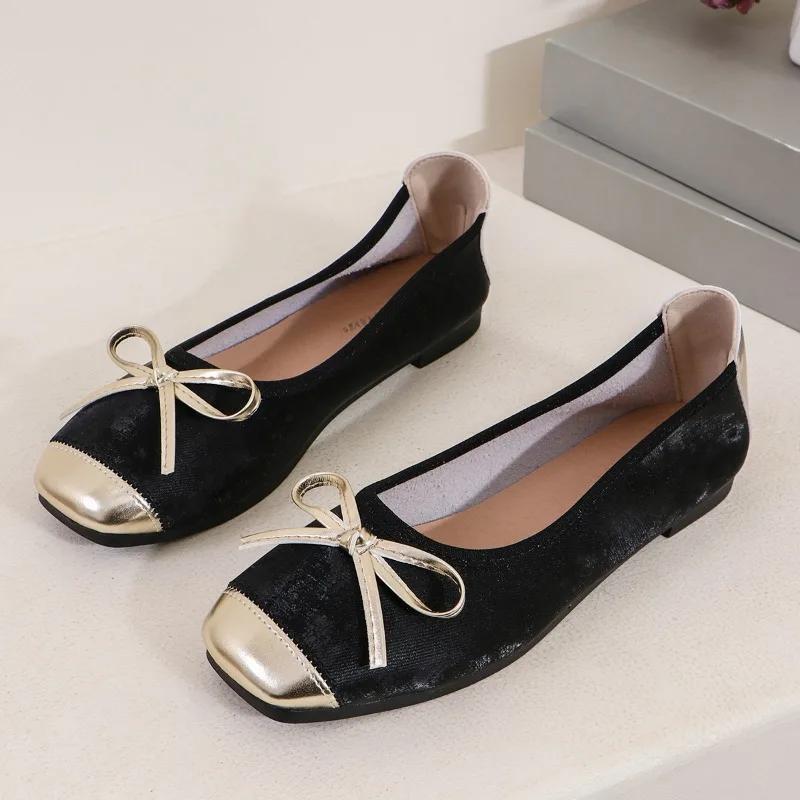 Fashion Fashion New Butterfly-knot Daily Flats Women 2024 Hot Sale Ladies Shoes Slip-on Women's Flats New Color Matching Flat Low Heels