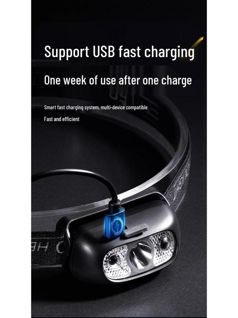 Rechargeable Super Bright Induction Headlamp with Long Battery Life for Outdoor Fishing