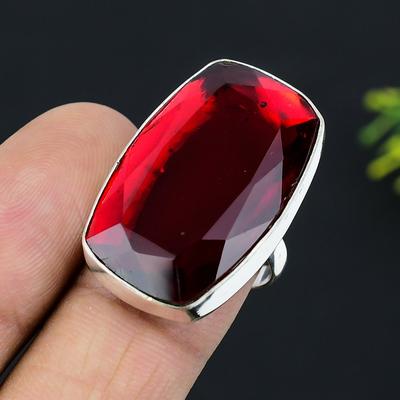 Grenat du Mozambique Pierre Précieuse Fait Main Bijou en Argent Sterling 925 Bague Taille 8 b0W75