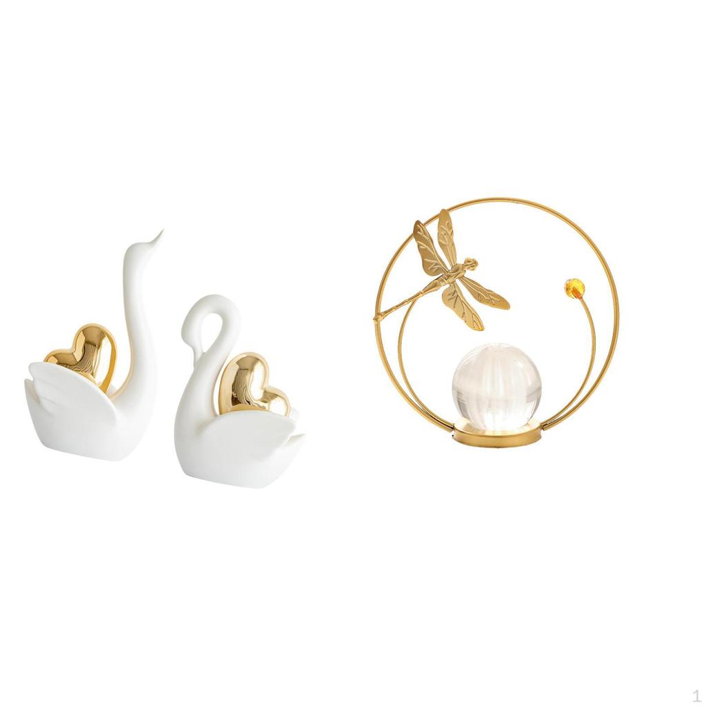 Elegant Swan Crystal Ball Figurines Artistic Tabletop Ornaments for Home Decor Bookshelf Entrance