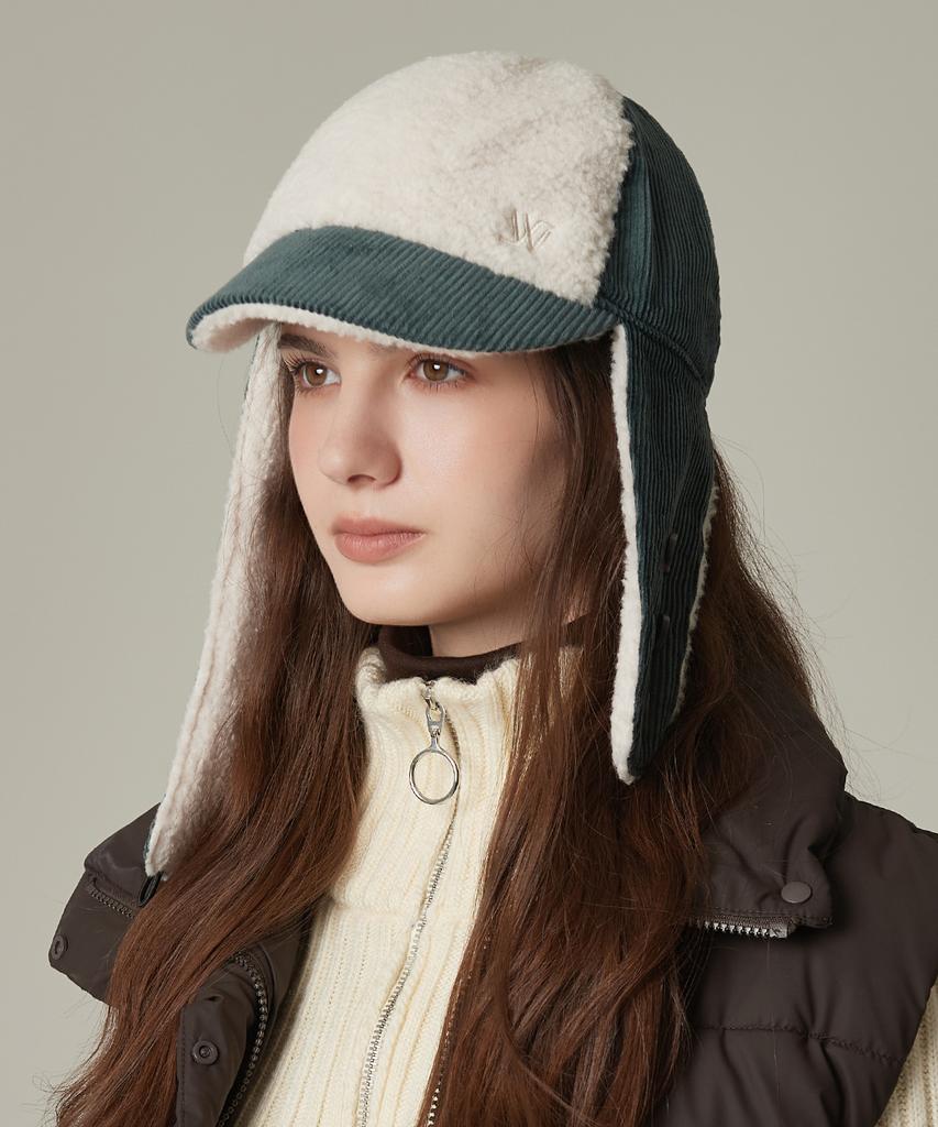 Hwaiteusaenjeu Corduroy Fleece Contrast Earmuff Caps New Hallen (6 Colors)