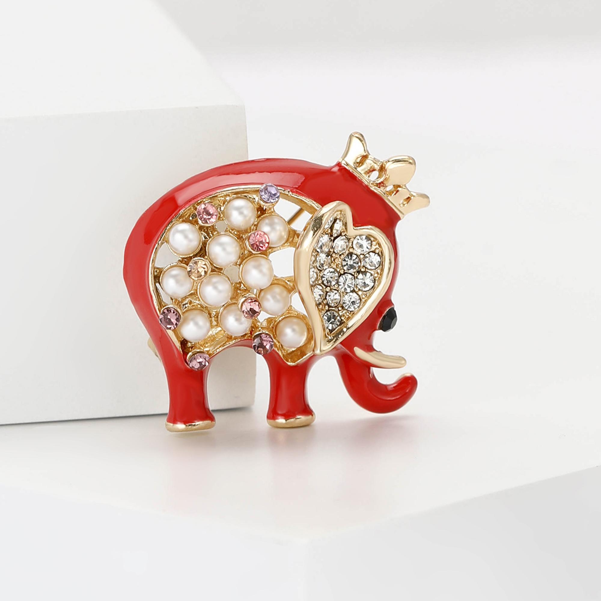 

Розкішні брошки-слони зі стразами для жінок, емальовані значки тварин, модні новинки для вечірок, подарунки, прикраси, аксесуари для одягу