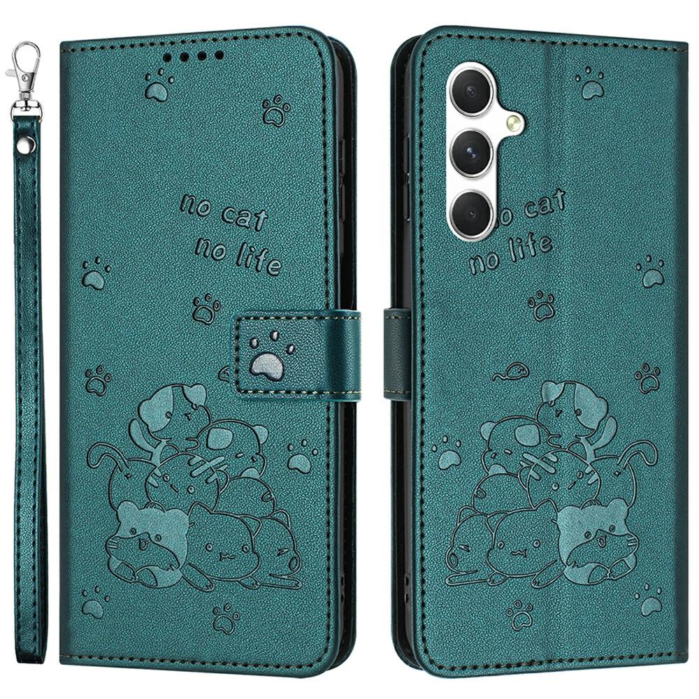 

Чохол для Samsung Galaxy A36 5G зі шнурком, шкіряний гаманець-книжка з відбитком котів B