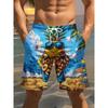 Stilvolle Herren-Badeshorts mit stilvollem 3D-Ananas-Schönling-Design - Lässiger Bund mit Kordelzug
