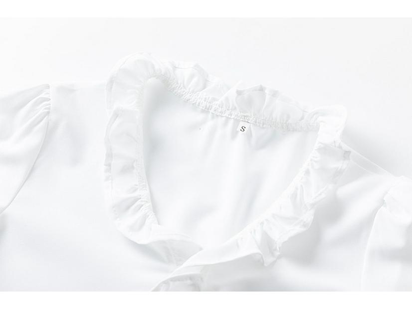 Women's Ruffle V-Neck Long-Sleeve Retro Slimming Top