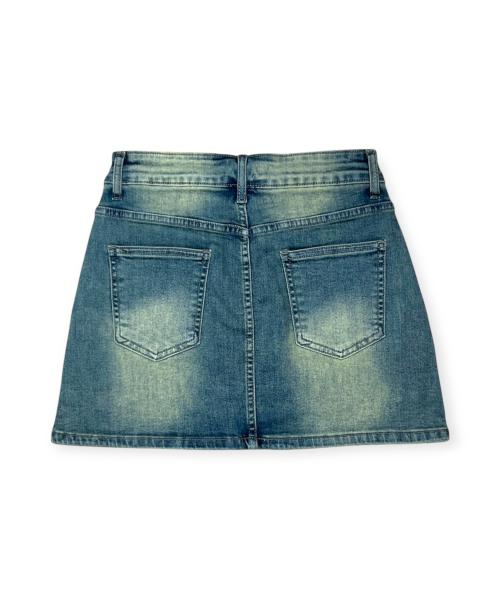 Bonseullipi Vintage Wash Cargo Skirt (Blue)