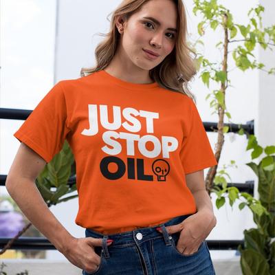 T-shirt JUST STOP OIL Ambientalista Protesta Salva la Terra Attivista Energia Verde