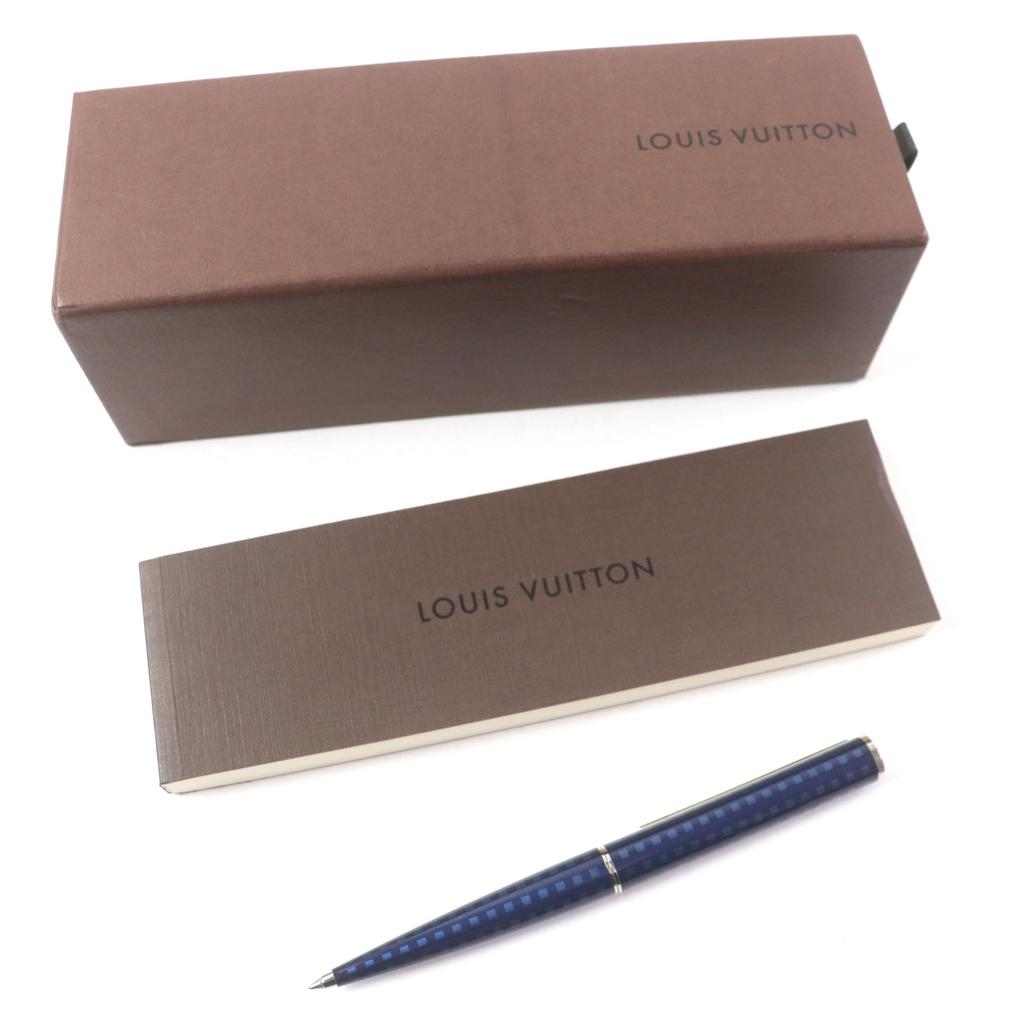 Great LOUIS VUITTON Ballpoint Pen Jet Rack Twist Type Navy Silver Mens N79155 Used