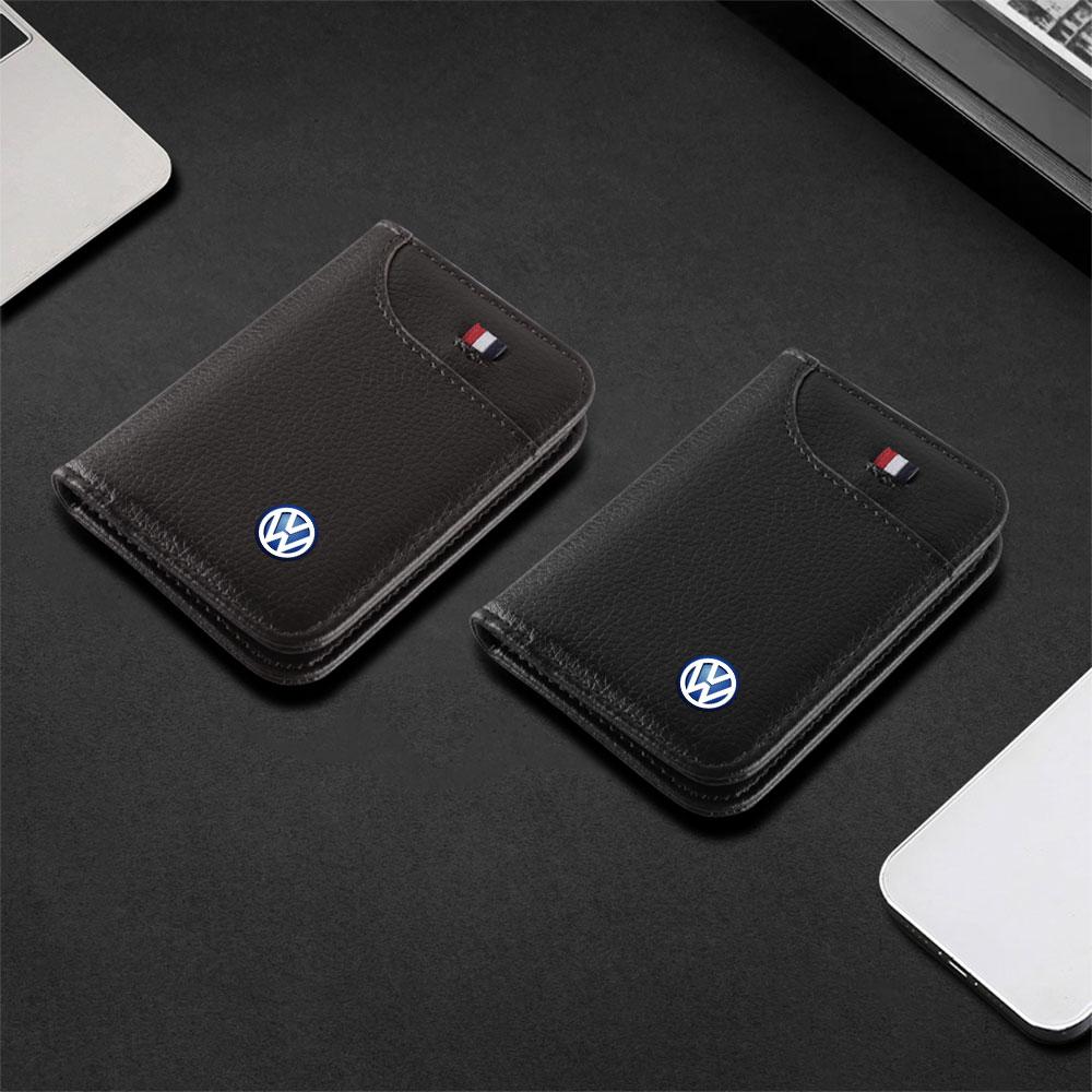 W152For Volkswagen VW GTI Golf Polo Passat Tiguan RLine R Magotan Touareg Jetta CC Car Styling ID Card Organizer Storage Bag Wallet