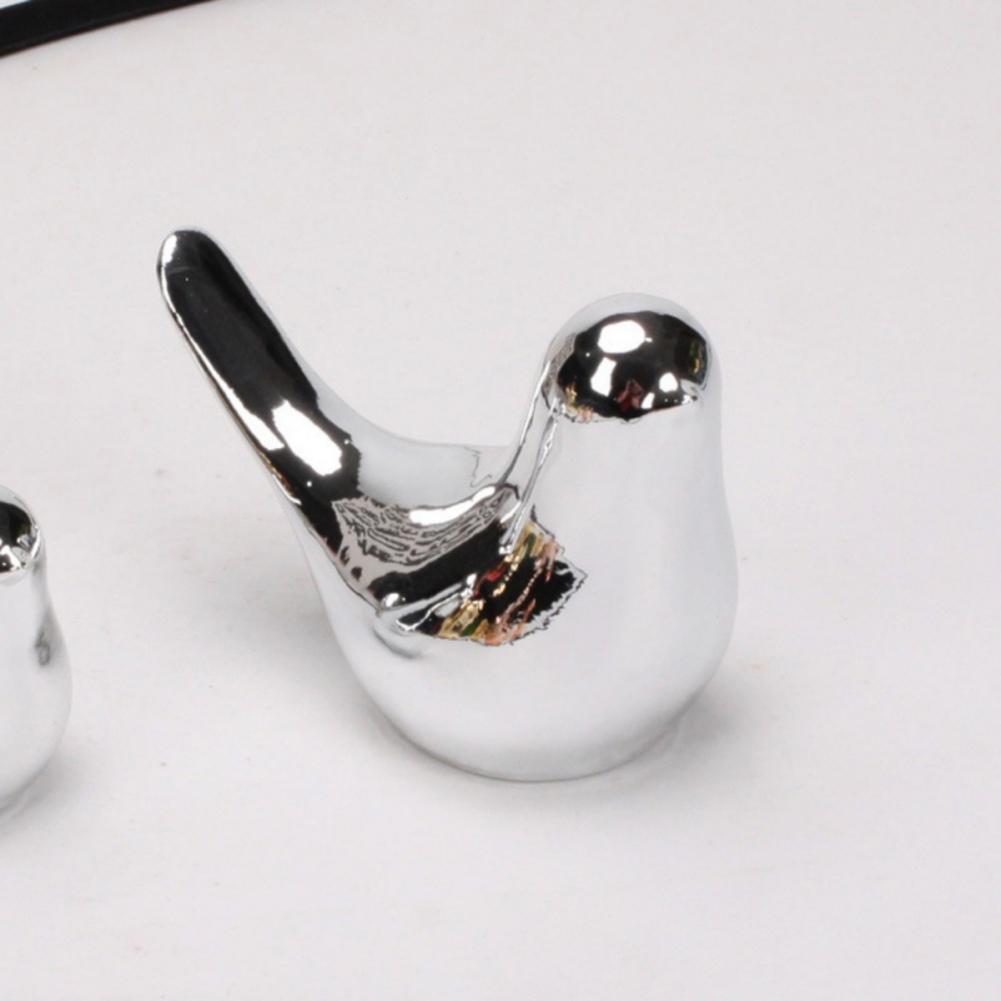 2pcs Ceramic Bird Ornaments Gold/Silver Color Blessing Birds Decoration