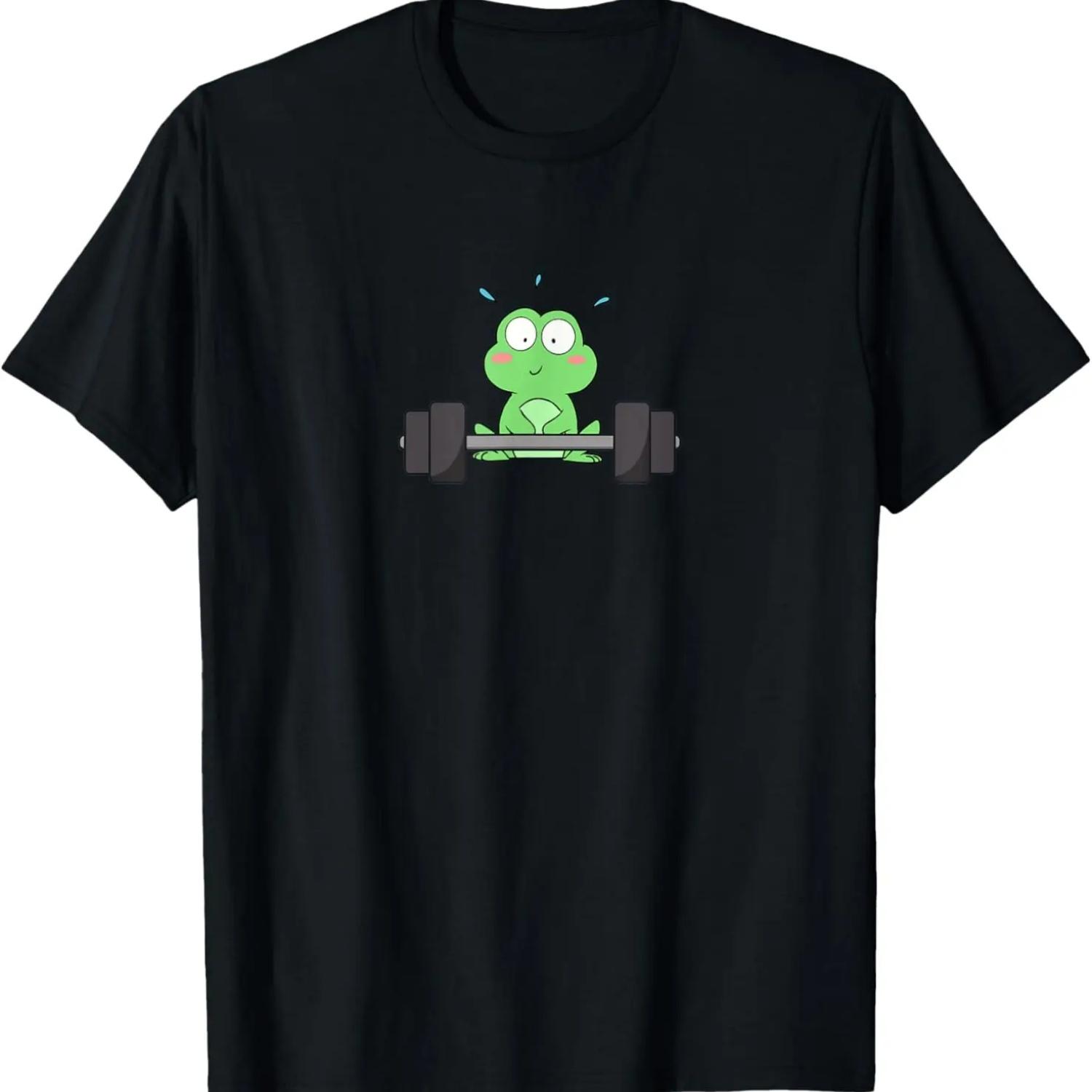

Cute Frog Exercise Deadlift Aesthetic Funny Gym Toad T-Shirt S чёрный