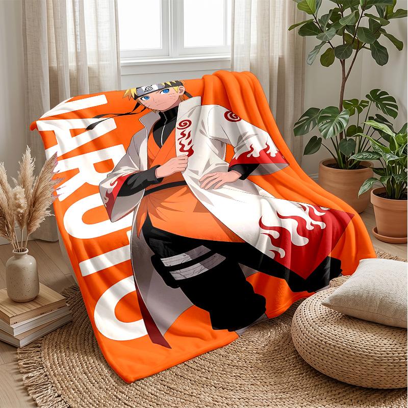 Naruto Uzumaki Printed Flannel Blanket Skin Friendly Warm Decorative Throw for Indoor Couch Bed Daily Use