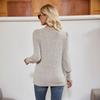 Damen geripptes quadratischer Ausschnitt Puffärmel Pullover-T-Shirt mit Schlitz, Langarm Freizeit-Oberteil